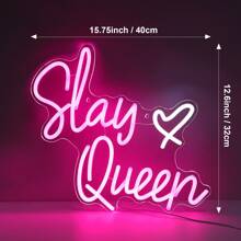 1 PC Pink White Slay Queen Neon Sign LED Neon Light Up Signs For Wall Decor USB Neon Light Y2k Party Gifts For Room Decor For Girls Women Bedroom Dorm Art Wall Decoration Lighting Gift - Slay Queen Pink - View 2