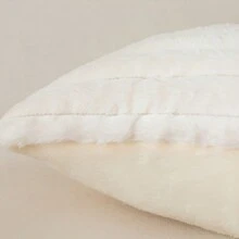 2 件/包条纹毛绒抱枕套，现代涤纶蓬松柔软方形靠垫套，适用于客厅、沙发、床边、家居使用 - 米色 - 查看 5