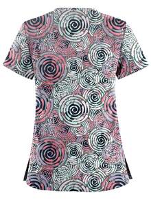 女士护理服高品质印花上衣配饰医生制服 T 恤医院护士美容院手术服上衣女士