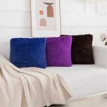 2pcs/Pack Fluffy Faux Fur Pillow Covers, Soft Plush Cushion Covers For Sofa, Bedroom, Decoration