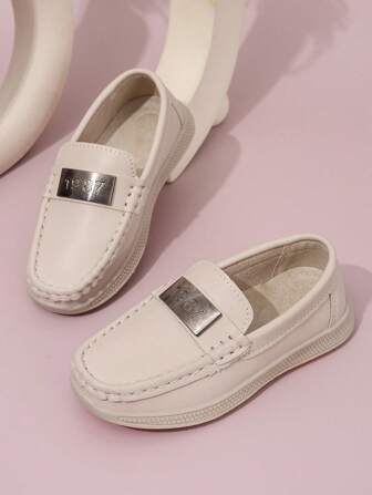 1 par New Style Driving Loafers för barn, stora barn halkfria mjuka botten lyxiga Casual Loafers, Slip-On läderskor för pojkar