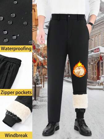 Men's Hiking Pants Skiing Thermal Lined Winter Waterproof Softshell Slim With Pockets Outdoor Hunting