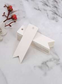 100pcs/Set White Blank Kraft Paper Gift Wrapping Tag With Scalloped Edge, Suitable For Wedding, Birthday Party Decor, Baking Cookie Packaging Label - Multicolor - View 5