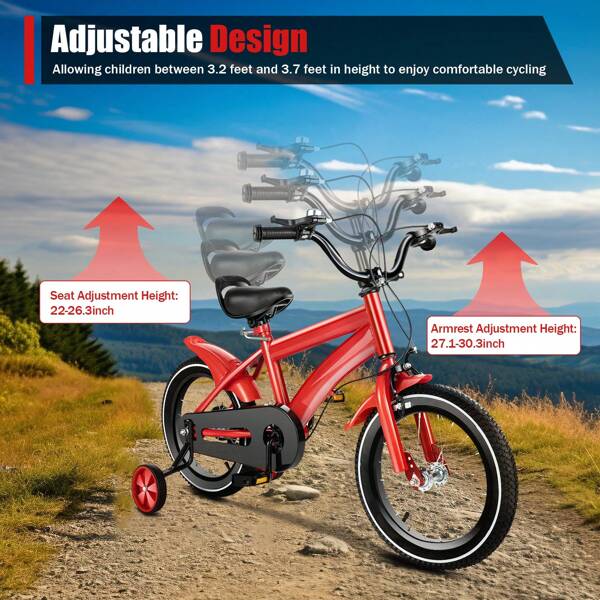 kangten 14" Mädchen & Jungen Kinderfahrrad, 14 Zoll Unisex Multifunktionales Fahrrad Mit Stützrädern