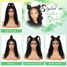 14-Inch Synthetic Lace Front Braided Wig With Baby Hair, Black Color, Double Layer Lace Front Braided Wig For Women - Black - View 5