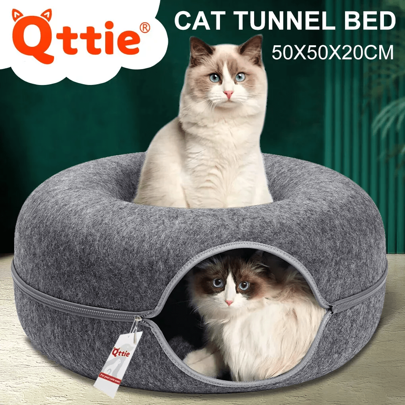 NetHong Cat Tunnel Bed Felt Pet Puppy Nest Cave House For Puppy Keep Round Donut Washable Detachable