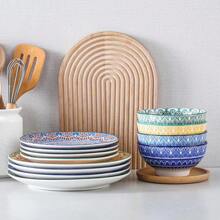 12 Pieces Dinnerware Sets, Porcelain Dinner Set For 4, Boho Plates And Bowls Set, Colorful Dish Set - Mandala-Multicolor - View 8