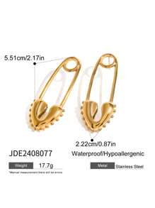 Uworld 1Pair Women's Stylish Heart Pin Stainless Steel Earrings 18K Gold Plated Paper Clip Earring For Teen Girls Valentines