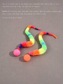 Set da 2 pezzi di giocattoli a forma di verme arcobaleno lungo con palla, giocattoli per gatti