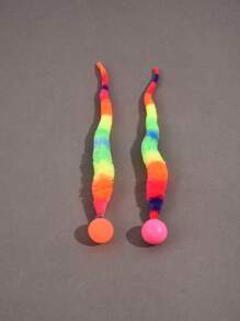 Set da 2 pezzi di giocattoli a forma di verme arcobaleno lungo con palla, giocattoli per gatti