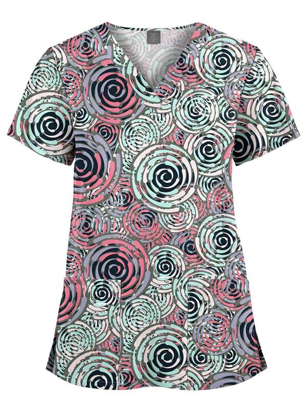 Women's Nursing Clothing High-Quality Print Top Accessories Doctors Uniform T-Shirt Hospital Nurse Beauty Salon Scrubs Top Women