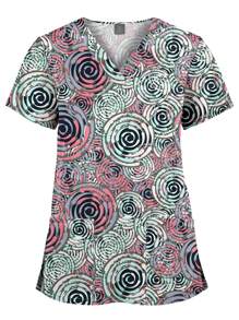 Maglietta da donna per infermiere, di alta qualità, con stampe, accessori, uniforme da dottore, maglietta da infermiera per l'ospedale, top da estetista