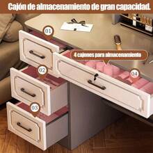 Tocador con 3 Cajones y Espejo -Tocador Moderno Vanidad para Maquillaje con Amplio Almacenamiento, Ideal para Organizar Todos tus Cosméticos - Gris - Ver 3