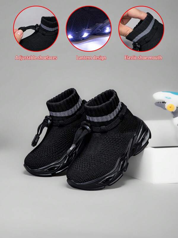 New Kids Luminous Simple Soft & Comfortable Lightweight Non-Slip Breathable Lace-Up Outdoor Casual Sports Shoes,Suitable For All Seasons