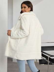 RELISH NOLESS Solid Color Casual Stand Collar Fleece Jacket, Autumn/Winter - Beige - View 2