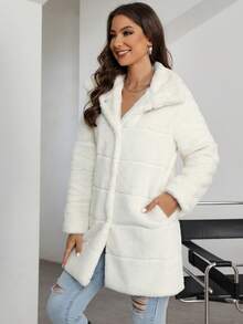 RELISH NOLESS Solid Color Casual Stand Collar Fleece Jacket, Autumn/Winter - Beige - View 3