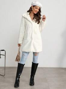 RELISH NOLESS Solid Color Casual Stand Collar Fleece Jacket, Autumn/Winter - Beige - View 4