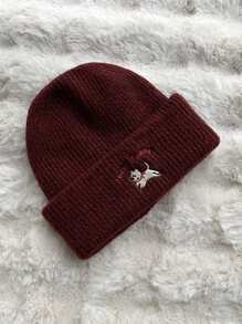 Puppy Embroidery Knitted Beanie Hat For Women, Warm, Cute, Suitable For Students, Couples, Autumn/Winter - Hat - View 11