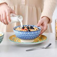 12 Pieces Dinnerware Sets, Porcelain Dinner Set For 4, Boho Plates And Bowls Set, Colorful Dish Set - Mandala-Multicolor - View 5