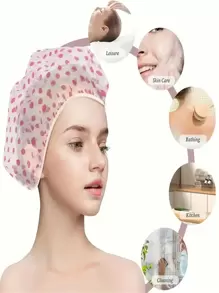 7pcs/Set Waterproof Reusable Shower Caps For Women With Elastic, Ideal For Bathing, Kitchen, Cleaning, One Size Fits All, Perfect Gift For Valentine's Day
