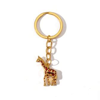 1 Pc Giraffe Keychain Alloy Car Pendant Fashion Simple Key Ring Bag Pendant Is Niche Car Accessories Bag Charm