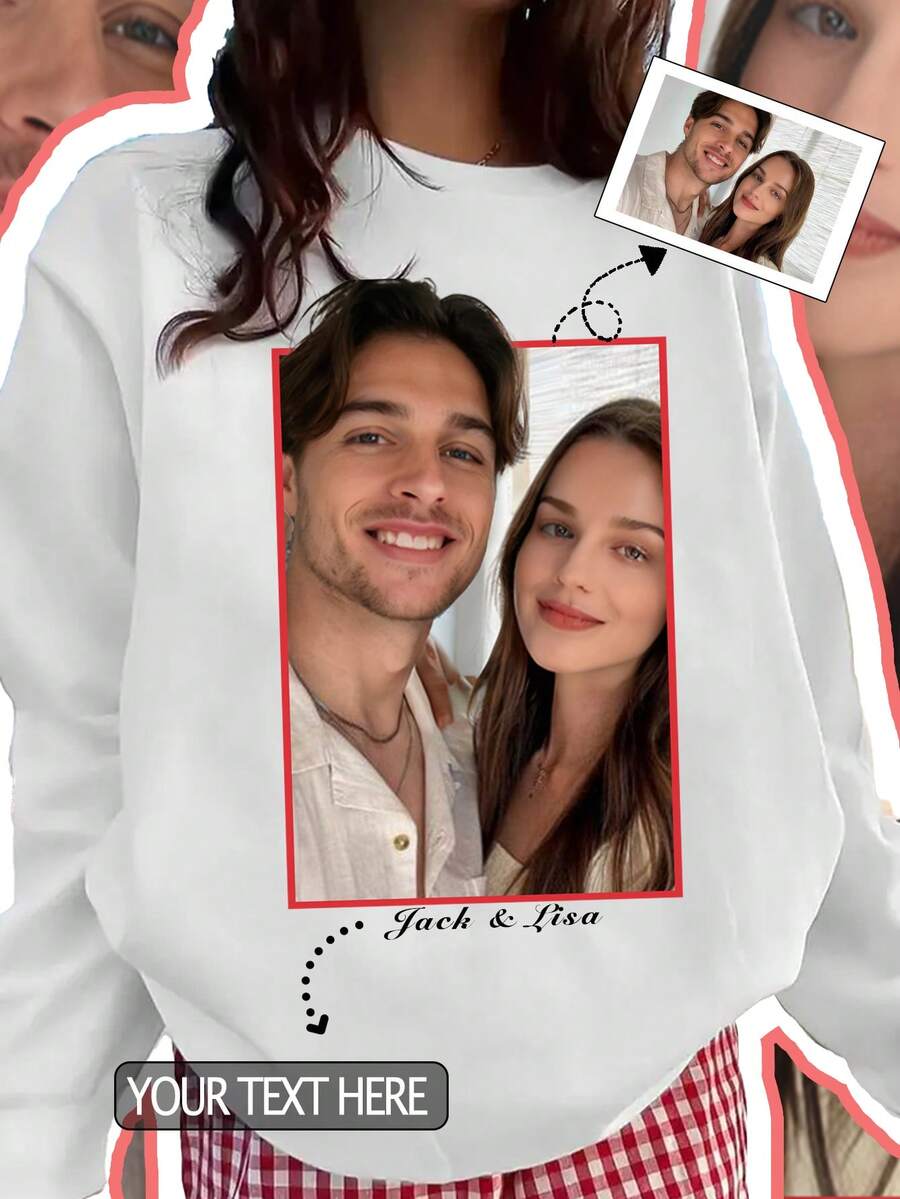 定制情人节照片圆领运动衫、个性化家庭聚会团队制服、婴儿/朋友/情侣/宠物照片、秋季服装、秋季上衣、女式上衣、冬季上衣、秋季女式、白色运动衫、订婚礼物、送给她的礼物、节日礼物、情人节礼物、万圣节礼物、感恩节礼物、圣诞节礼物、周年纪念礼物、结婚礼物、最好的朋友礼物