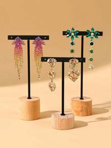 1 pièce Support de présentation d'oreillettes sur base en bois, support cylindrique en bois pour boucles d'oreilles et colliers, porte-bijoux, accessoires et accessoires photo, cadeaux pour femmes, soleil, voyages, rentrée scolaire cool