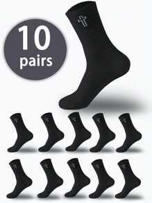 20 件/10 件/5 件/1 双男女通用中筒袜，柔软弹性舒适透气袜子，适合男女日常穿着，简约中性中筒袜 - 彩色 - 查看 19