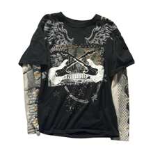 Women Y2k Fairy Grunge T Shirts Tops Goth Graphic Long Sleeve Crewneck Fake Two-Piece Loose Fit T-Shirt Spring Fall Vintage Aesthetic Oversized Baggy Tees Tops Punk Gothic Clothes - Brown - View 3