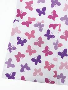 Nurses Top For Women Butterfly Printing Scrub Uniform Blouse Nurse V-Neck T-Shirt Doctor Working Nursing Accessories Scrub Uniforms Tops - Multicolor - View 5