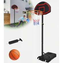 YARDIN Aro de baloncesto al aire libre para niños Soporte de baloncesto 156-208 cm Aro de baloncesto portátil ajustable en altura con ruedas Sistema de baloncesto con base con bombas inflables de baloncesto y 2 redes de baloncesto