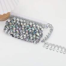 1 Yard Bobbin Fringe Lace Rhinestone Braided Ribbons 3.5cm Sewing Apparel Trims Accessories