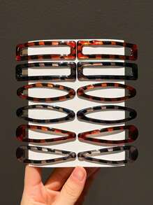 6/12pcs Women Leopard Print Fashion Minimalist Multi-Style Hair Clips, Suitable For Daily Use - Multicolor - View 6