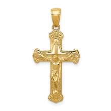14k Yellow Gold Polished Textured Pendant (L-1.22 Inch,W-0.62 Inch) 1.58 Gram