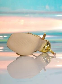 金色交叉带超高跟女式凉鞋