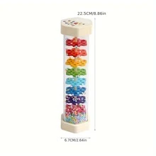 Juguete de sonajero de lluvia de madera con cuentas de arco iris y habilidades cognitivas y motoras tradicionales, regalos para niños