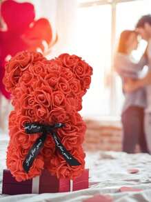 1PC Rode Rozenbeer Valentijnsdag Moederdag Beste Cadeau Voor Vrienden Trouwdag Verjaardag Handgemaakte Teddybeer PVC Geschenkdoos Schattige En Romantische Eeuwige Bloemenbeer, Valentijnsdag, Cadeau