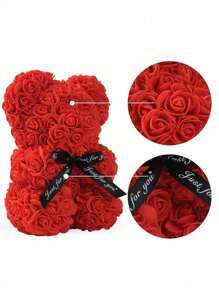 1PC Rode Rozenbeer Valentijnsdag Moederdag Beste Cadeau Voor Vrienden Trouwdag Verjaardag Handgemaakte Teddybeer PVC Geschenkdoos Schattige En Romantische Eeuwige Bloemenbeer, Valentijnsdag, Cadeau