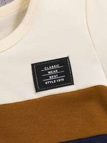 2pcs/Set Baby Boys' Casual Splicing Color Block T-Shirt And Shorts Set, Spring/Summer - Multicolor - View 4