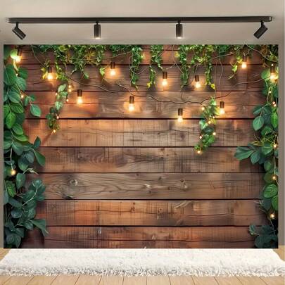 1 Piece Of Rustic Wooden Wall And Green Background, Pumpkin And Hay Bag, Suitable For Autumn Themed Background Photography Studio Background - Perfect For Birthday, Shower Decoration, Photo Booth, Studio Props, And Cake Table Supplies