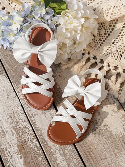 Sandalias para niñas pequeñas Primavera y Verano 2025 Nuevo estilo princesa Diseño lindo de lazo Sandalias de moda