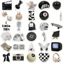 61Pcs Black And White Stickers Y2K Aesthetic Stickers Black Stickers Grunge Stickers Small Stickers Aesthetic Sticker Pack Vinyl Waterproof Retro Vintage Stickers For Laptop Phone Car Skateboard Water Bottles Scrapbooking Computer Journaling,School Supplies,Back To School