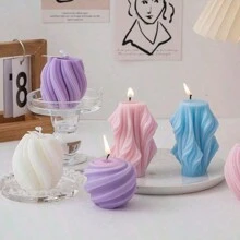1 Stück kreative geometrische Aromatherapie-Kerze, nordische Wellen Kerze Dekoration, Sojawachsmaterial, geeignet für Heimdekoration, Tischdekoration, Raumdüfte, Fotoprops, Geschenke für Freunde und Familie, Geschenke, Urlaubsgeschenke, Aromatherapie-Kerze, Vier-Jahreszeiten-Kerze, Kerzen Dekoration - Verschiedenfarbig - Übersicht 1