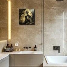 1pc Wrapped Frame Canvas Wall Art Print Skeleton Sitting Vintage Canvas Classic Oil Painting Art Home Decor For Living Room, Bedroom, Office - Wrapped Frame - View 6