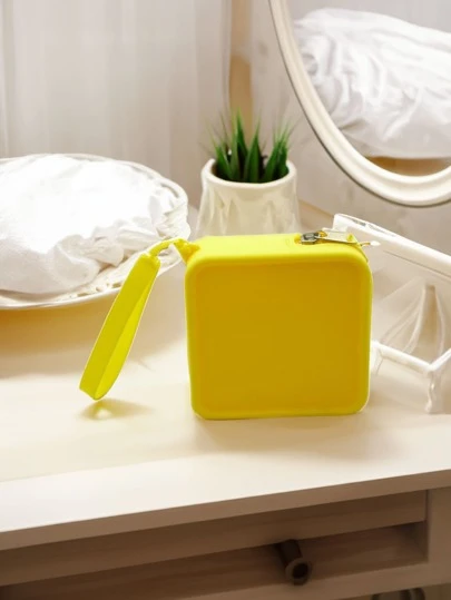 1pc Silicone Earphone Storage Bag With Zipper, Portable Small Wired Earphone Travel Organizer Case