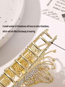 1个女士金属水钻蝴蝶爪夹，时尚发饰，适用于盘发造型、派对头饰、发夹、发卡、发饰、发饰夹、发饰夹、发饰夹、发饰夹、发饰夹、学校用品、大学秋季冬季度假装扮、夏季海滩装扮 - 金色 - 查看 2