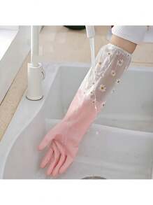 1 Pair Of Warm Dishwashing Gloves - Thick, Waterproof And Non-Slip, Protective, Alcohol Free, Flexible, Reusable, Suitable For Dishwashing, Oven And Pet Care - Suitable For Women And Men - Great For Kitchen, Bathroom, Home, House Cleaning And Housework