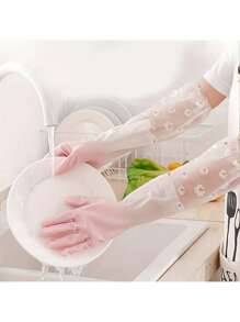 1 Pair Of Warm Dishwashing Gloves - Thick, Waterproof And Non-Slip, Protective, Alcohol Free, Flexible, Reusable, Suitable For Dishwashing, Oven And Pet Care - Suitable For Women And Men - Great For Kitchen, Bathroom, Home, House Cleaning And Housework