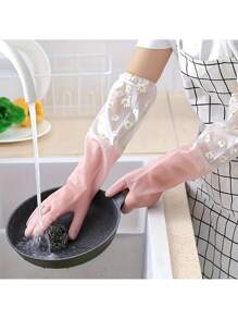 1 Pair Of Warm Dishwashing Gloves - Thick, Waterproof And Non-Slip, Protective, Alcohol Free, Flexible, Reusable, Suitable For Dishwashing, Oven And Pet Care - Suitable For Women And Men - Great For Kitchen, Bathroom, Home, House Cleaning And Housework