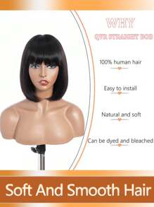 Bob Wig Human Hair 4x4 Lace Closure Wigs Human Hair Straight Glueless Bob Lace Frontal Wig Human Hair Pre Plucked With Baby Hair 150% Density Short Bob Wigs For Women Natural Black - Natural Black - View 3